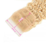 #613 Deep Wave Closure Human Hair Blonde Closure