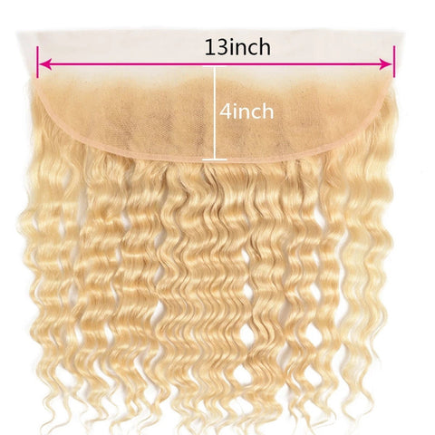 #613 Deep Wave Frontal Human Hair Blonde Frontal