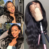 Body Wave Full Frontal 13*4 Transparent Lace Wig Naturlal Black