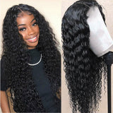 Deep Wave Full Frontal 13*4 Transparent Lace Wig Naturlal Black